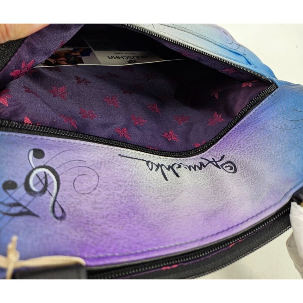 New Anuschka Jazz Trio Large Leather Shopper Tote Handpainted Purse Shoulder Bag - Picture 6 of 6